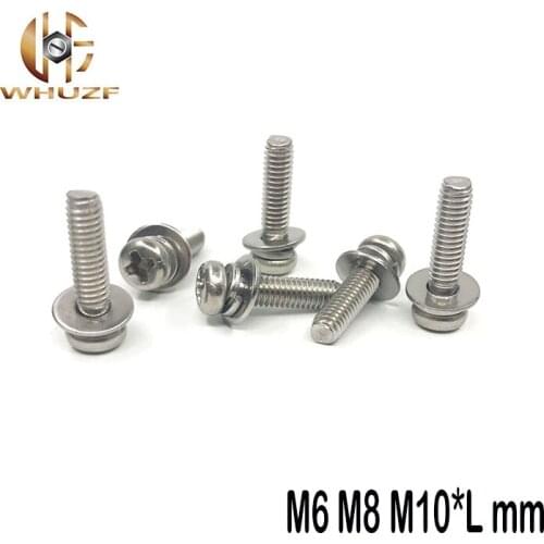 M6 M8 M10 stainless steel 304 Round Combination Screw Three Combination Screws Cross Pan Head Combination bolt