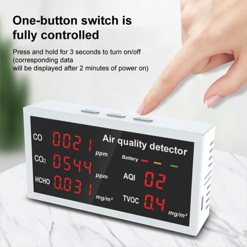 5 in 1 Multifunctional Gas CO2 Detector LED Display CO CO2 HCHO TVOC AQI Meter Gas Analyzers Air Detector Air Quality Monitoring