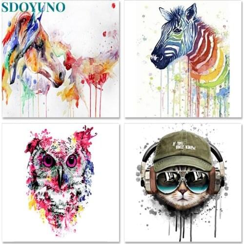 SDOYUNO Animals Oil Paint By Numbers DIY 60x75cm Painting By Numbers On Canvas Coloring Number Frameless Hand Painting Decor