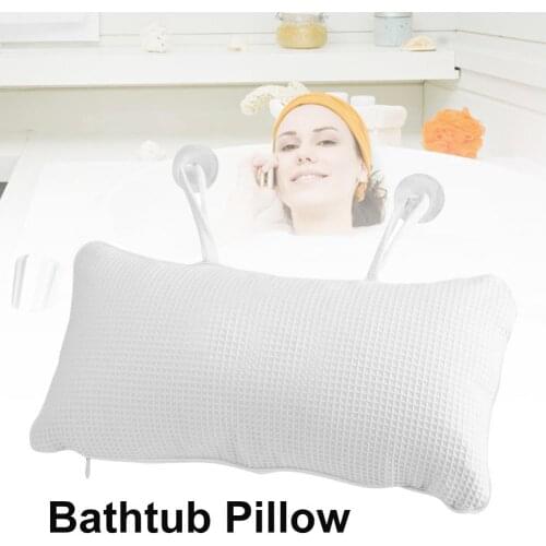 Inflatable Bathroom Pillow Bathtub Spa Bath Neck Rest Cushion With Suction Cups White Soft And Breathable Bedding Decorations