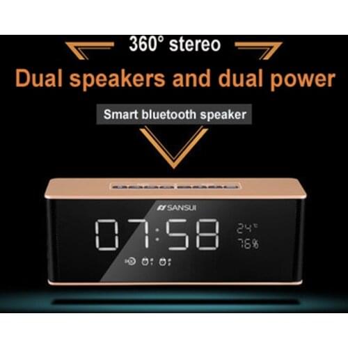 Computer Desktop Bluetooth Speaker Portable Sound Bar LED Display Clock Alarm Radio Music Center Support TF AUX Playback
