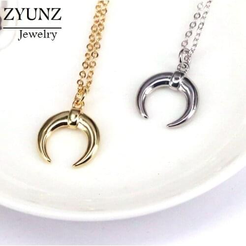 10PCS, Half Moon Necklace OX Horn Crescent Choker Lune Corne Necklace Pendant For Men Women Jewelry Gift