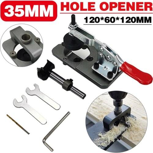 35mm Door Hinge Hole Opener Locator Jig Wood Punch Drilling Woodworking Hole Drilling Guide Locator Template Door Cabinets
