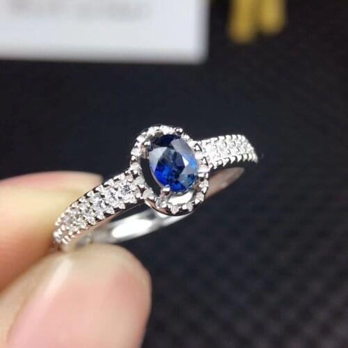 Sapphire ring 3*5mm natural dark blue sapphire from Chinese sapphire mine solid 925 silvr sapphire woman wedding ring