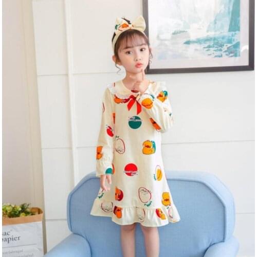 Spring Girls Nightgown Children Clothing Model Nightdress Toddler Cartoon Sleepwear Princess Pajamas Kids Homewear Sleepdress