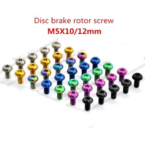 12pcs Bicycle disc brake rotor screw titanium m5x10/12mm mtb road bike BMX disc installation ti bolt standard anti-oxidation