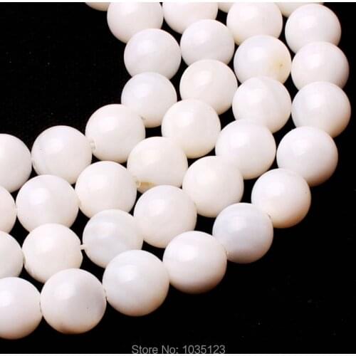 High Quality 6mm Smooth Natural White Shell Round Shape DIY Gems Loose Beads Strand 15" Jewellery Creative Making w3367a