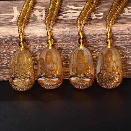 High Quality Unique Natural Carved Buddha Lucky Amulet Pendant Necklace For Women Men Sweater Pendants Jewelry Classical