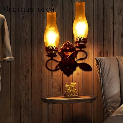American style retro style iron wall lamp bar living room corridor balcony personalized originality wall lamp free shipping