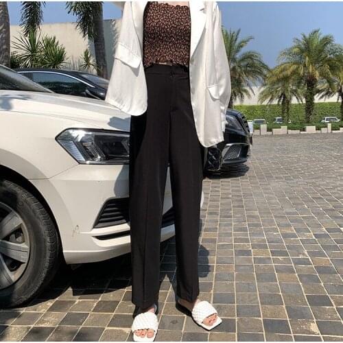 A254-Summer trendy one button skinny pants wide leg pants