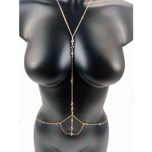 Goth crystal Body Jewelry Chest Chains Sexy Body Chain Bikini for Women Summer Accessories Beach Belly Waist Bra Punk Rave Gift