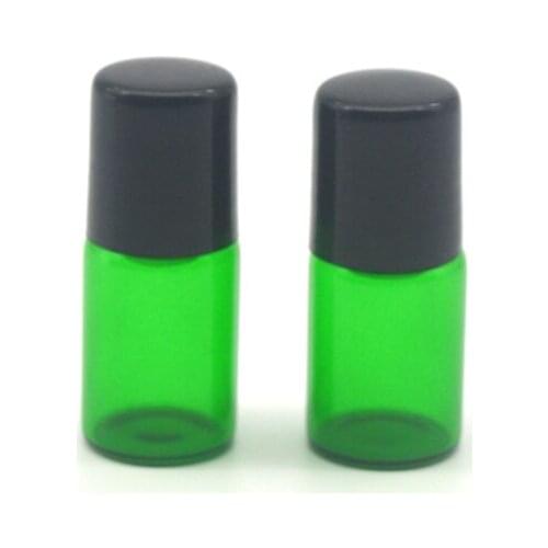 1pcs Mini 2ml Green Roller Glass Bottle Refillable Essential Oil Perfume Sample Roll-on Bottle