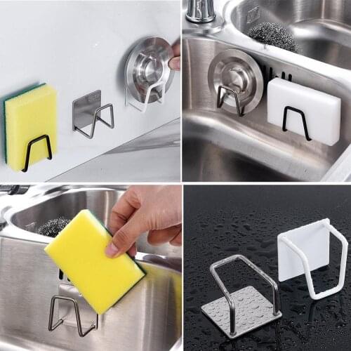 1pc Steel Sponge Rack Sink Drain Rack Free Perforated For Bathroom Rack Sponge Storage Kitchen Sink Accessories Drying E3Q2