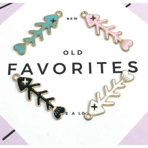 10pcs 2019 New drop oil multicolor fish bone earrings necklace jewelry pendant accessories factory direct DIY manual