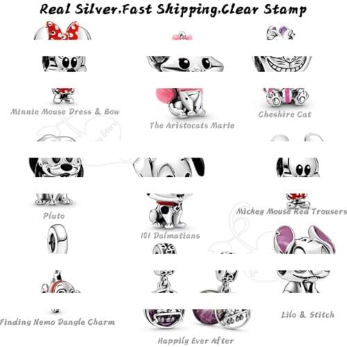 100% 925 Sterling Silver Dangle Cats Beads Dalmatians Charms Fits Original Bracelets Bangles Women Jewelry Gifts