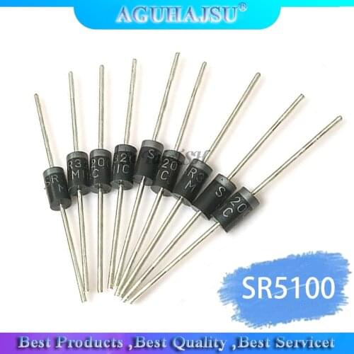 20PCS schottky diode SR5100 5A/ 100V DO -27 SB5100
