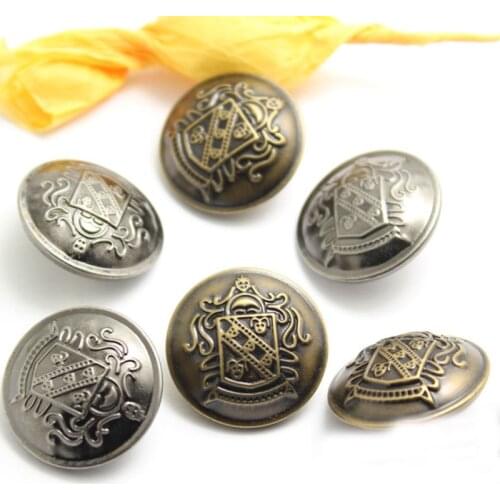 200 PCS Copper Shield Brand Buttons Spot Wholesale Coat Shirt Buckle Copper Shank Buttons Ancient Silver Bronze 13-30MM
