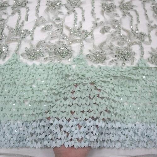 2020 african lace fabrics handmade lace fabric with pearls and beads HY0773-6