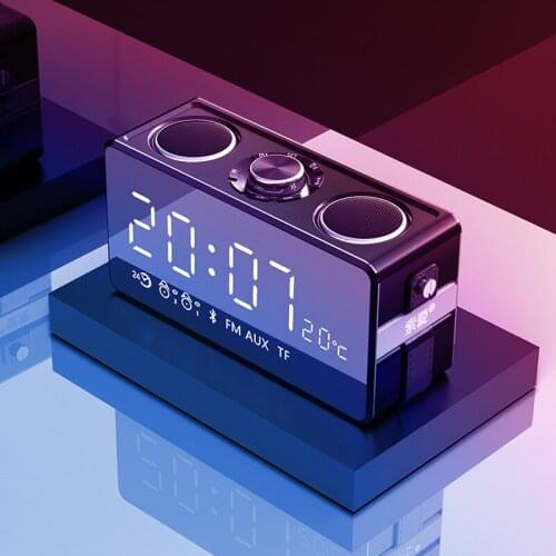 Wireless Bluetooth Speaker 25W Small Portable LED Screen FM Radio Alarm Clock Stereo HiFi Loudspeaker Bass Subwoofer Soundbox