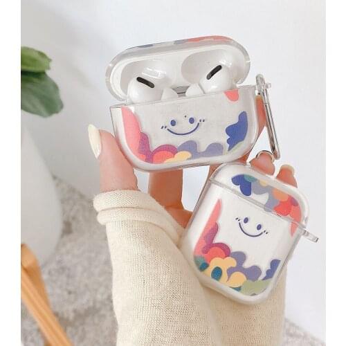 Summer Ice Cream Smile Face Cartoon Cover For Apple AirPods Pro 2 1 Case Soft TPU Rainbow Cute Clear Earphone Cases For Air Pods