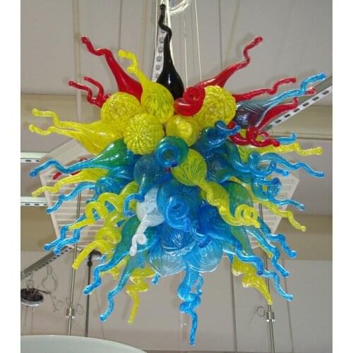 Chihuly Style Bold Colors Blown Murano Glass LED Chandelier for Villa Foyer Deco