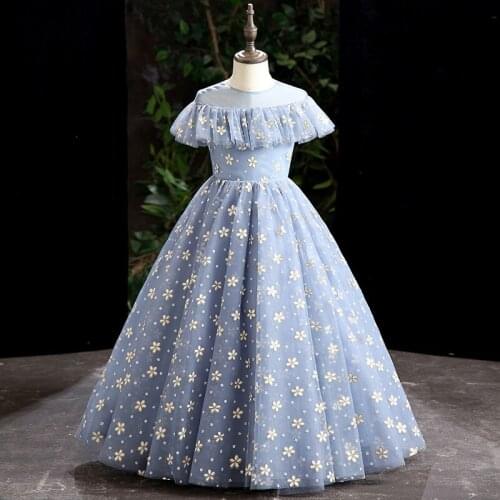 Children Girls Luxury Exquisite Evening Party Princess Fluffy Dress Kids Teen Model Show Catwalk Piano Costumes Host Dress Wear
