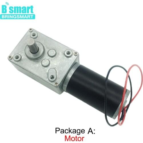 Bringsmart Worm Gear Motor DC 12V 24V High Torque Mini Gearbox Reducer Micro Motor 10-470rpm Self-lock Engine Reversed DIY Robot