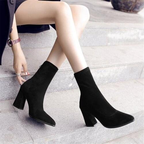 European style Ms. Qiu dong short boots with high heels pointed Martin fashion popular British 2018 new womens boots high-grade