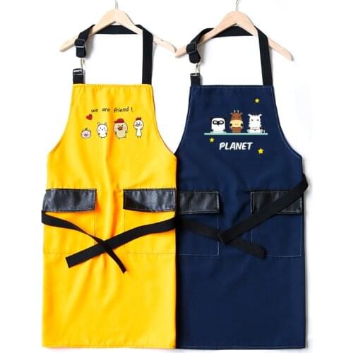 Waterproof canvas apron custom printed logo home kitchen fashion female milk tea shop restaurant baking men and women work cloth