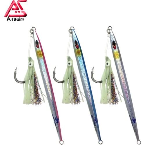 AS Fast Jigs Lure Vertical Angler BKK Hooks Sinking Glow Jig 150g200g250g300g Speed Falling Metal Lead Fishing Jigging Lure Bait