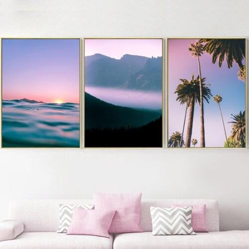 Home Decoration Painting The Sun Rises Over The Sea and The Sky Horizon Canvas Painting Living Room Decoration Mountain and Fog