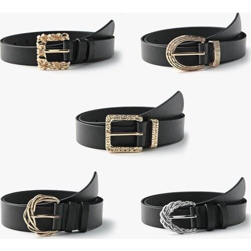 Creative new fashion ladies beautifully carved fashion retro decorative black pin buckle belt