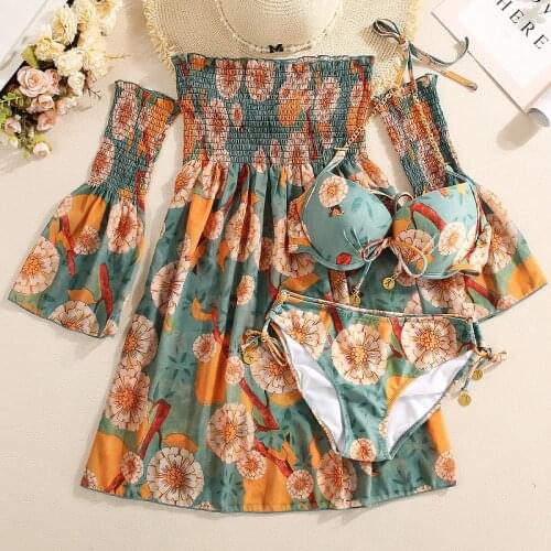 Staerk swimsuit female light luxury beach dress bikini three-piece sexy gathered conservative show thin warm bathing suit