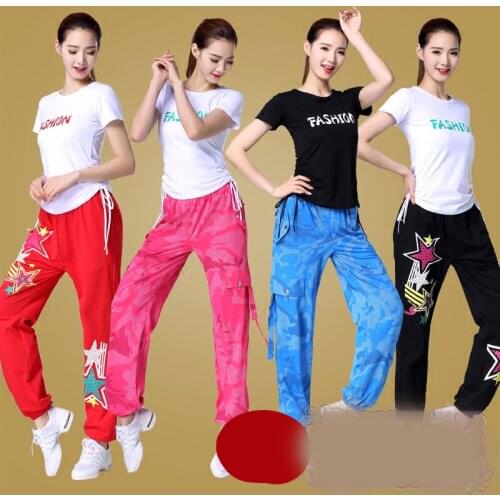 Square dance costume set new spring and summer sailor dance Lycra cotton short-sleeved hip-hop casual wear
