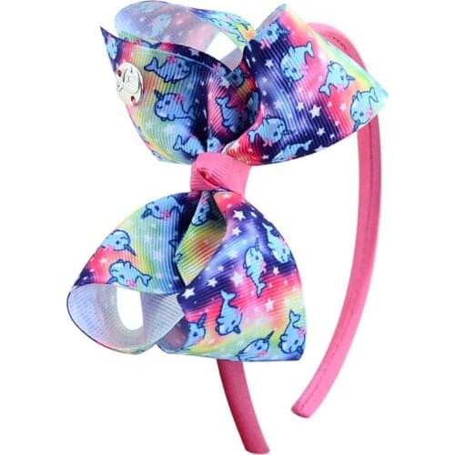 1 Piece Printed Unicorn Hair Band Colorful Hair Bows Kids Girls Boutique Grosgrain Ribbon Hairband Headwear Hair Accessories 879