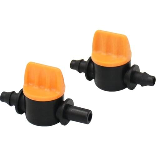 10pcs 4/7mm Hose Mini Valve 1/4" To 6mm Garden Tap Garden Drip Irrigation Fittings Pipe Connectors Water Valve