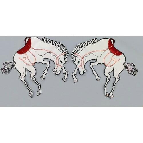Cartoon horse sequined black red garment accessories decoration stick embroidery applique patches for clothing