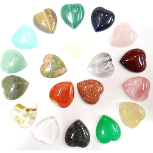 25*23mm Natural Gem stone Turquoise Quartz crystal Heart Cabochon Pendant for diy Jewelry making necklace Accessories 20PCS