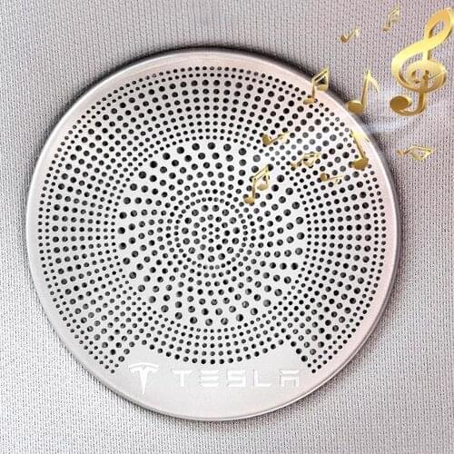 New 2pcs tesla horn cover stickers Protect Loudspeaker Interior Door Sound Audio Speaker Frame Covers for Tesla model3 2017-2019