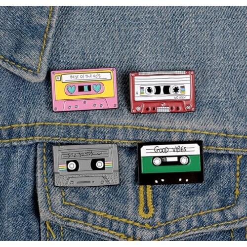 Creative New cartoon tape music CD clothes jewelry Badge Enamel women bag Brooches pin
