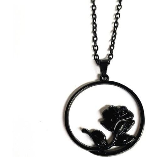 New Fashion Retro Simple Rose Flower Pendant Charm Party Bronze Rose Necklace Female Accessories Banquet Jewelry Girlfriend Gift