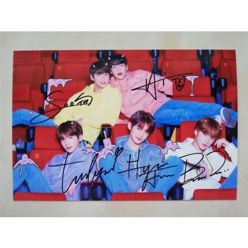 Signed TXT autographed group photo 4*6 autographs free shipping 032021A