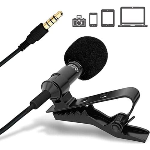 Mini Portable Lavalier Microphone 3.5mm Hands-free Cord Line Omnidirectional Microphone For for Computer Laptop Mobile Phone