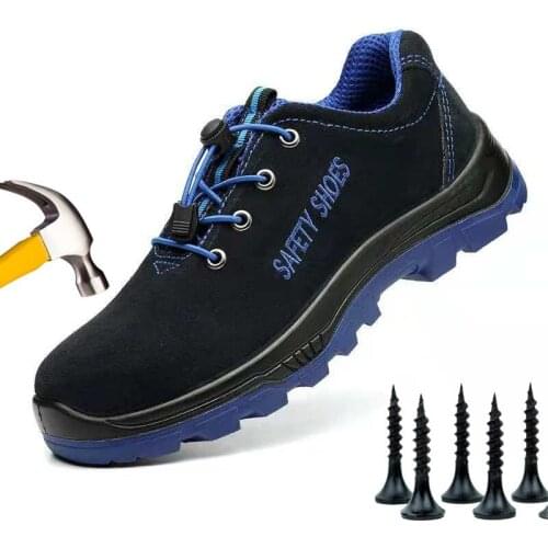 Dropshipping Men Steel Toe Cow Suede Safety Boots Outdoor Light Sneakers Puncture Proof Anti-smashing Labor Insurance Work Shoes