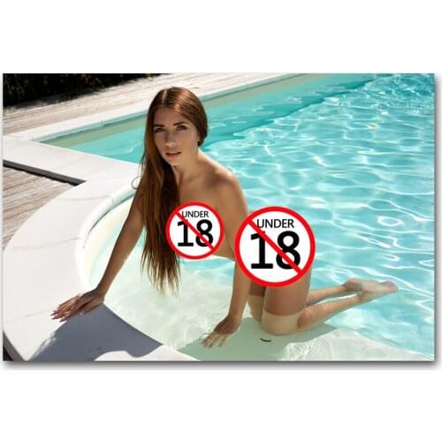 Hot Model in the Swimming Pool Photo Canvas Wall Art Posters and Prints Modern Painting for Home Decor Bedroom Decoration