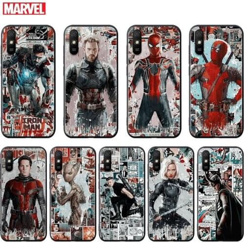 Silicone Cover Marvel Avengers superhero For Xiaomi Redmi K40 K30i K30T K30S K20 10X GO S2 Y2 Pro Ultra Black Phone Case