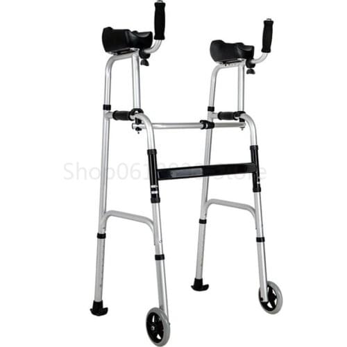 Elderly Foldable Walker Adjustable Walking Assist Equipped Wheels Equipped With Arm Rest Pad For Limited With Disabled