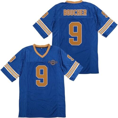 BG American football jersey Thewaterboy 9 Boucher jerseys Embroidery sewing Outdoor sportswear Hip hop loose BULE 2020