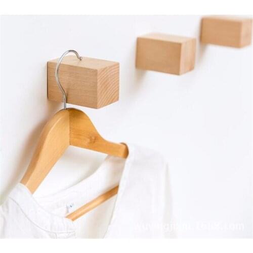 Natural Wood Clothes Hanger Wall Mounted Sundries Handbag Hat Scarf Hook Decorative Key Holder Bathroom Storage Rack