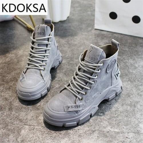 KDOKSA 2021 Winter New Style Women Stylish Shoes Autumn Comfortable Martin Leather Boots Thick-soled Ankle Boots Female